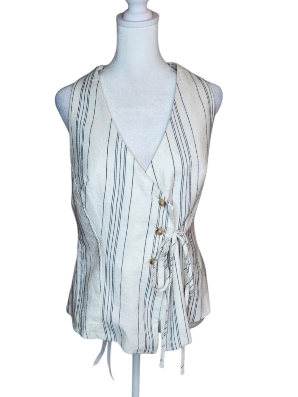 NEW Free People Vera Vest Linen Blend Backless in Ivory Combo Size M